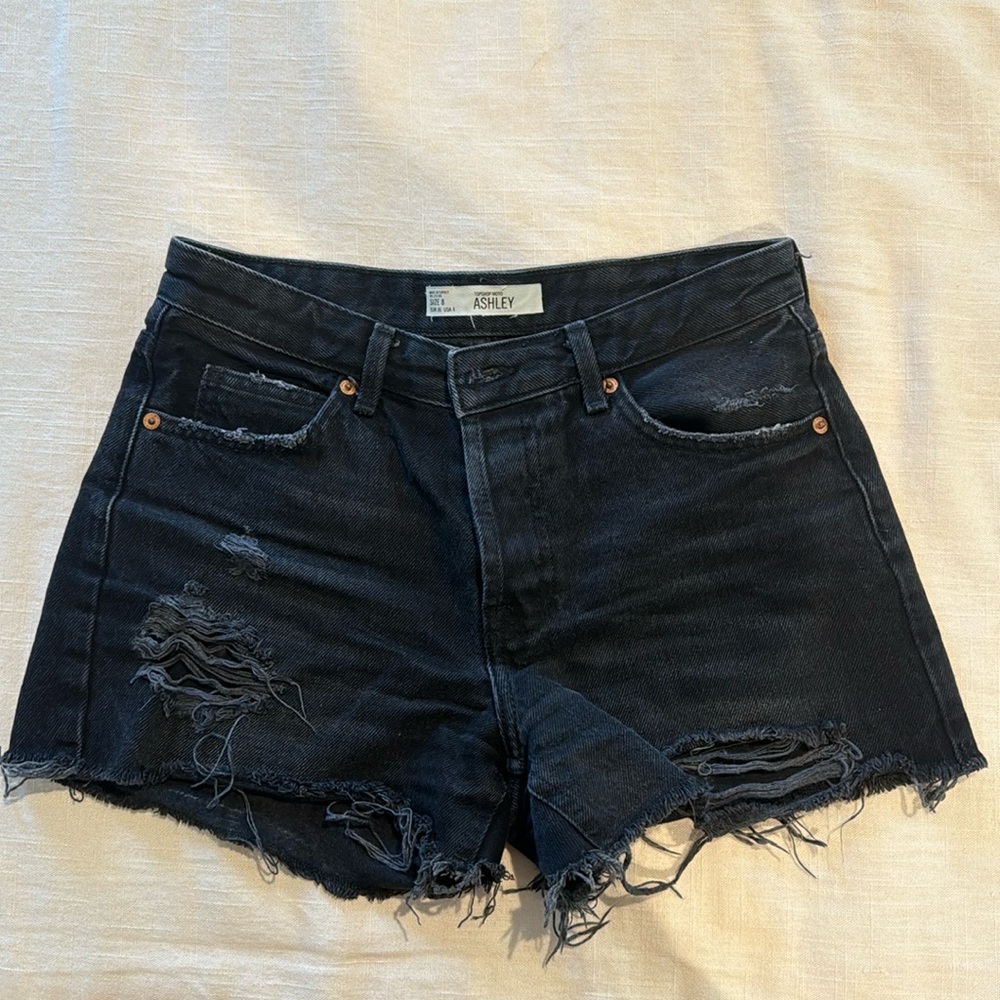 Topshop Moto Ashley High rise Distressed Jean Shorts